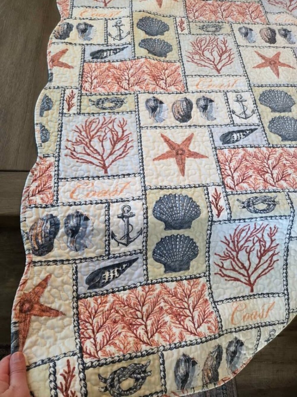 Coastal/nautical themed lap quilt, throw quilt